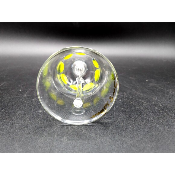 Vintage Wayne E. Meyers Blown Glass Bell Blue and Yellow Swirls - Picture 7 of 8